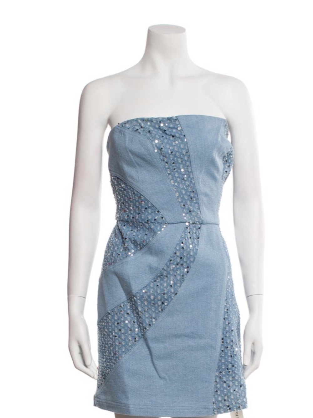 Ramy Brook Powder Blue Strapless Beaded Mini Dress